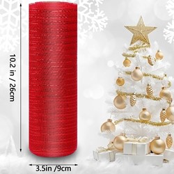 Actie Decomesh Deco mesh Metalic voor kransen en inpakken ROOD ROODDRAAD Decomesh 26 cm br 10 yard/9 m