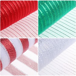 Actie Decomesh Deco mesh Metalic voor kransen en inpakken ROODWIT STREEP Decomesh 26 cm br 10 yard/9 m