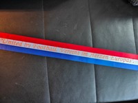 Actie Voetbalsjerp oid Sjerpen Bedrukt lint 75 mm Vlag met ORANJE opdruk eigen tekst opgeven, maatwerk