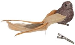 Champagne bruine vogels Glittervogels met clip Champagne bruin 16*4 cm / pak 4st voor bloemschikken, kerstboom, bruiloft en decoratie