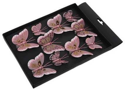 Vlinders Oud Roze tinten 5-8 cm. Pak 10 st voor bloemschikken, bruiloft, kerstboom, corsage en decoratie