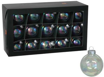 Glasballen Kerstballen van Glas in Clear Pearl - 57 mm Box van 30 Bijzondere Decoratie voor Kerst, ook leuk om te vullen