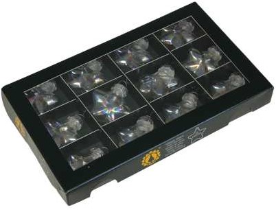Stervormige Kerstballen van Glas in Clear Pearl - 40mm Box van 12 Bijzondere Decoratie voor Kerst, ook leuk om te vullen