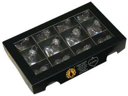 Hartvormige Kerstballen van Glas in Clear Pearl - 40mm Box van 12 Bijzondere Decoratie voor Kerst, ook leuk om te vullen