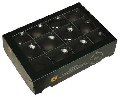 Glasballen Zwarte Kerstballen van Glas Black combi Cap - 57 mm / ds 12 mat en glans zwarte ballen om te hangen