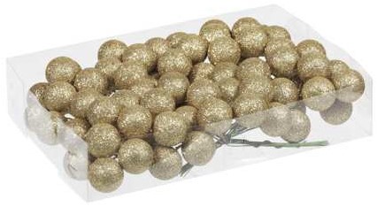 GlitterKerstballen 30 mm 10*8 doosje Goud, Dark gold Glitterkerstballetjes