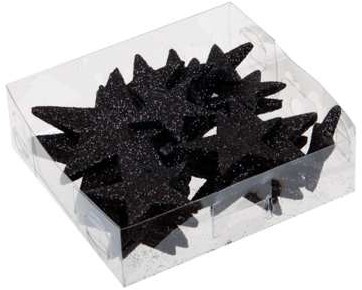 Glittersterren  24 glitterstars zwart Glitterkerststerren 35/45/55/65 mm