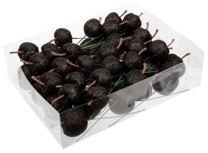 Glitter Appels  25/35 mm doosje Zwart +/- 48st Zwarte appeltjes