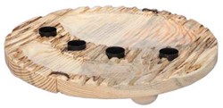 Houten borrelplank, ronde kandelaar voor 4 kaarsen, ronde schijf 30cm Wooden deco zeer decoratief