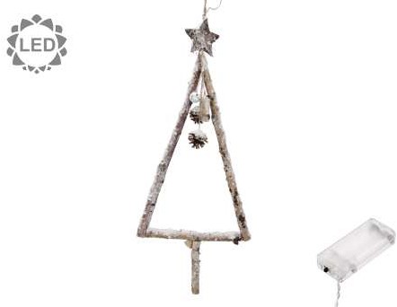 Boomvorm van takken met LEDlampjes 28*82cm met manco zie omschrijving Houten kerstboom met deco van E 16.45 voor E 7.99
