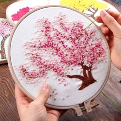 Borduurpakket ook geschikt voor starters Kersenbloesem Japanse Kers Zonder ring, set bestaat uit: zie omschrijving: