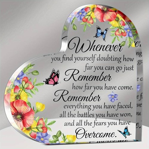 Hart van Epoxy met Bloemen Whenever you find yourself doubting how far you can go 10*1 cm Gift, geschenk, cadeau, herinnering