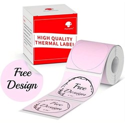 Thermische labels, ROZE ROND 50mm Stickers Labels Thermal voor diverse printers/ rol 200 labels M110/M110S/M120/M200/M220/M221   om zelf foto, tekst, afbeeldingen op te printen