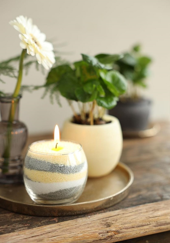 Burning Candle Kaarsenzand & Pearl Sand 400g Light green incl 4 lonten +/- 50 branduren-2