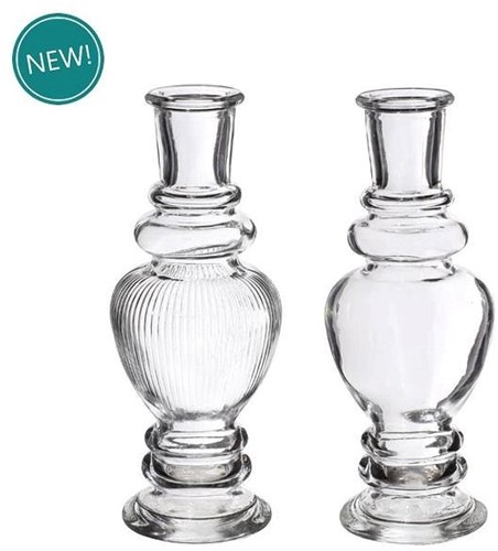 Gekleurd glazen flesje Venice vaasje,kandelaar Clear  / stuk Venice bottle 15.5 cm hoog Ø5.7 cm diameter