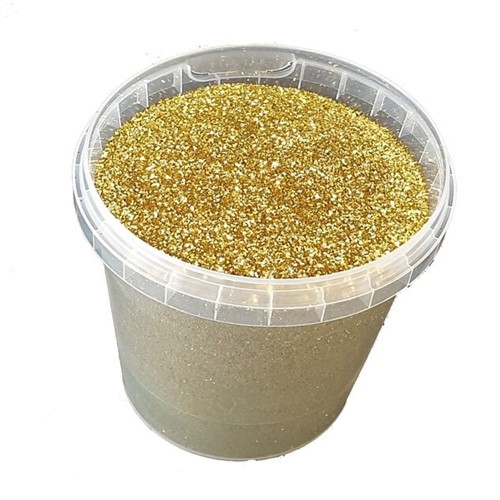Glitter, Goudkleurig Maat glitters 1/64 | 0,6 mm | 15 Hex | Per EMMER 400gr Bloemenglitters