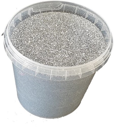 Glitter, Zilverkleurig Maat glitters 1/64 | 0,6 mm | 15 Hex | Per emmer 400gr Bloemenglitters