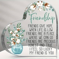 Hart van Epoxy met Bloem en decoratie Friendship 10*1 cm Gift, geschenk, cadeau, herinnering