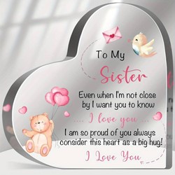 Hart van Epoxy met Decoratie To my Sister 10*1 cm Gift, geschenk, cadeau, herinnering