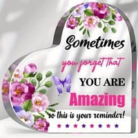 Hart van Epoxy met Bloemen Sometimes you forget that you are amazing 10*1 cm Gift, geschenk, cadeau, herinnering