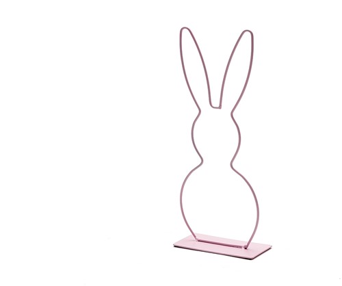 Metalen frame Haas haasje staand oor op voet 29 cm Roze Metalenframe Metal rabbit on base