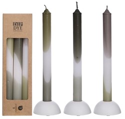 Kaarsen Olive - Salie Dip Dye taper candle h.24 set 3 25mm diameter