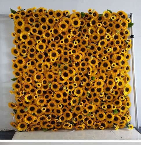 Backdrop stof met Zonnebloemen Flowerwall Flower Wall +/-100cm. *100cm.  Bruidsachtergrond Fotoshoot