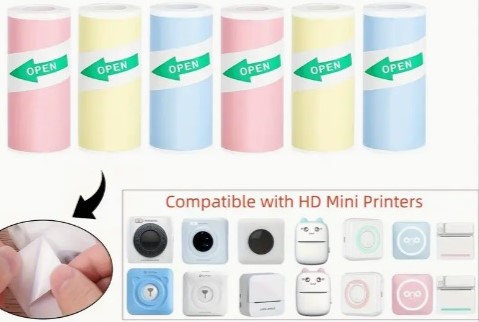 Thermische labels, Blanco Stickers Labels voor Thermal Labelprinters 57mm breed GEEL/rol om zelf foto, tekst, afbeeldingen op te printen