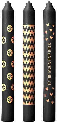 Pimped candles To the moon Ø2,2 h.20 cm black & gold 3 ass / Set van 3 ook leuk in fles zonder  