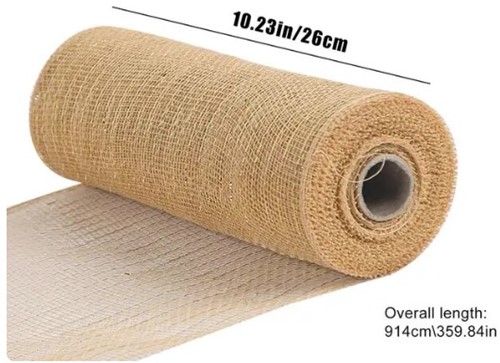 Decomesh Deco mesh Metalic voor kransen en inpakken Goud Jute kleur Decomesh