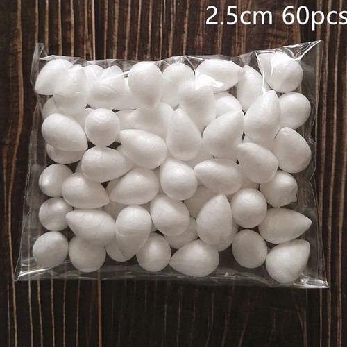 Styropor bolletjes, eivorm voor nylon bloemen Rosebuds 2,5cm hoog +/-60 st Styropor bol