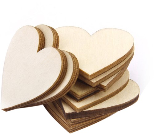 Houten harten hartjes hout 8 cm. +/-10stuks houten harten