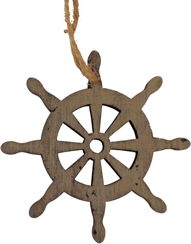 HANGER STUURWIEL Hout 7cm.+/-16cm. incl het touw HANGER ANKER