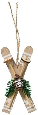 Hanger Houten Skies Naturel +/- 8cm / st Houten figuurtjes voor bloemschikken en kerstboom