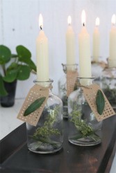 Kaarsen Taper candle Creme h.11 cm set van 7 past in fles