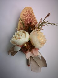 Luxe Corsage, Vintage corsage Coffee Schitterende kwaliteit Boutonnière met speld past bij 024757
