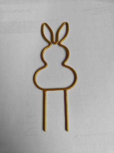 Metalen frame Haas haasje staand oor op steker 10 cm Goud OP=OP Steker Metal Rabbit pick eenmalig artikel