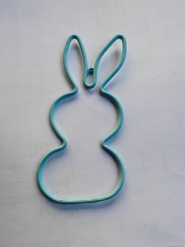 Metalen frame Haas haasje staand oor hanger 10 cm Turquoise OP=OP Hang Metal Rabbit eenmalig artikel