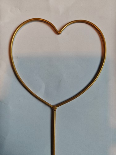 Metalen hart bijsteker pick diameter 7 cm Goud Metalenframe Metal heart  eenmalig op=op