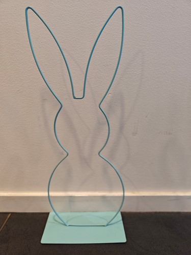 Metalen frame Haas staand oor op voet 29 cm Turquoise OP=OP standaard Metal Rabbit eenmalig artikel