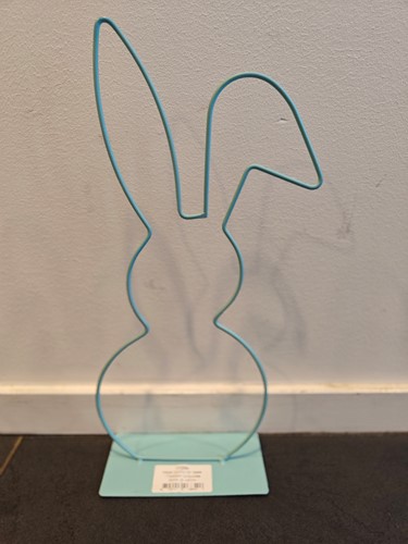 Metalen frame Haas hangend oor op voet 40 cm Turquoise OP=OP standaard Metal Bunny eenmalig artikel