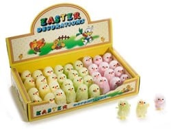 Chenille kuikentjes LICHTER PASTEL 4 cm. doos 36 stuks Chenille kuiken 3 kleuren