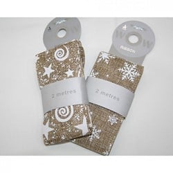 Actie Juteband Jute Winterse opdruk 200cm. x +/-60 mm - style sneeuwvlok van E 4.01 voor E 1.99 Juteband +/- 6cm.