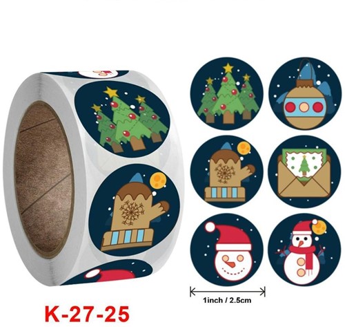 500 Stickers Labels Kerstetiketten Merry Christmas K27-25 Kerst sluitsticker