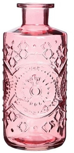 Gekleurd glazen fles Berlin Soft Pink / stuk Grotere fles ook voor olielamp bottle Ø9cm  h. 21 cm