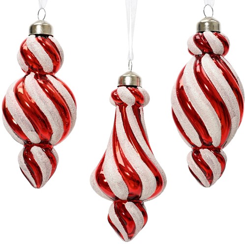 Kerstballen van Glas Ornament glas Rood wit / stuk Wordt uit assorti geleverd. Supermooi! Bijzondere Decoratie voor Kerst 
