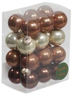 Kerstballen 25mm. 24 stuks Natural opal combi  kerstballetjes van glas