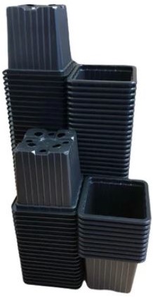 Kweekpotten Vierkant Zwart 7x7x6cm pak +/- 100 st zaaipotten opkweekpotten stekpotjes