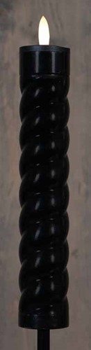 LEDFAKKEL Solar Anna's Collection LED kaars met timer Zwart Swirl  21x4 cm - op 76 cm Stick H 97cm /st Ledcandle voor bloemschikken en decoratie en tuin