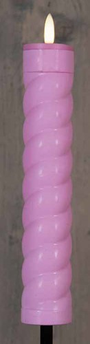 LEDFAKKEL Solar Anna's Collection LED kaars met timer Pink Swirl  21x4 cm - op 76 cm Stick H 97cm /st Ledcandle voor bloemschikken en decoratie en tuin